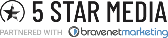 5 star media logo partnered with Bravenet Marketing logo
