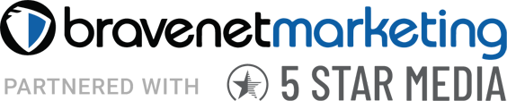 Bravenet Marketing logo partnered with 5 star media logo
